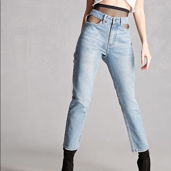 cut out mom jeans